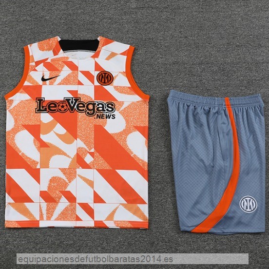 Nuevo Entrenamiento Sin Mangas Conjunto Completo Inter Milan 23/24 Naranja Blanco Gris Baratas